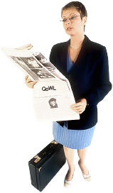 Women reading about QoWL in her newspaper